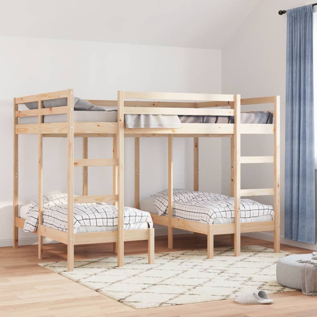 vidaXL Dreifach-Etagenbett 140x200/70x140 cm Massivholz Kiefer
