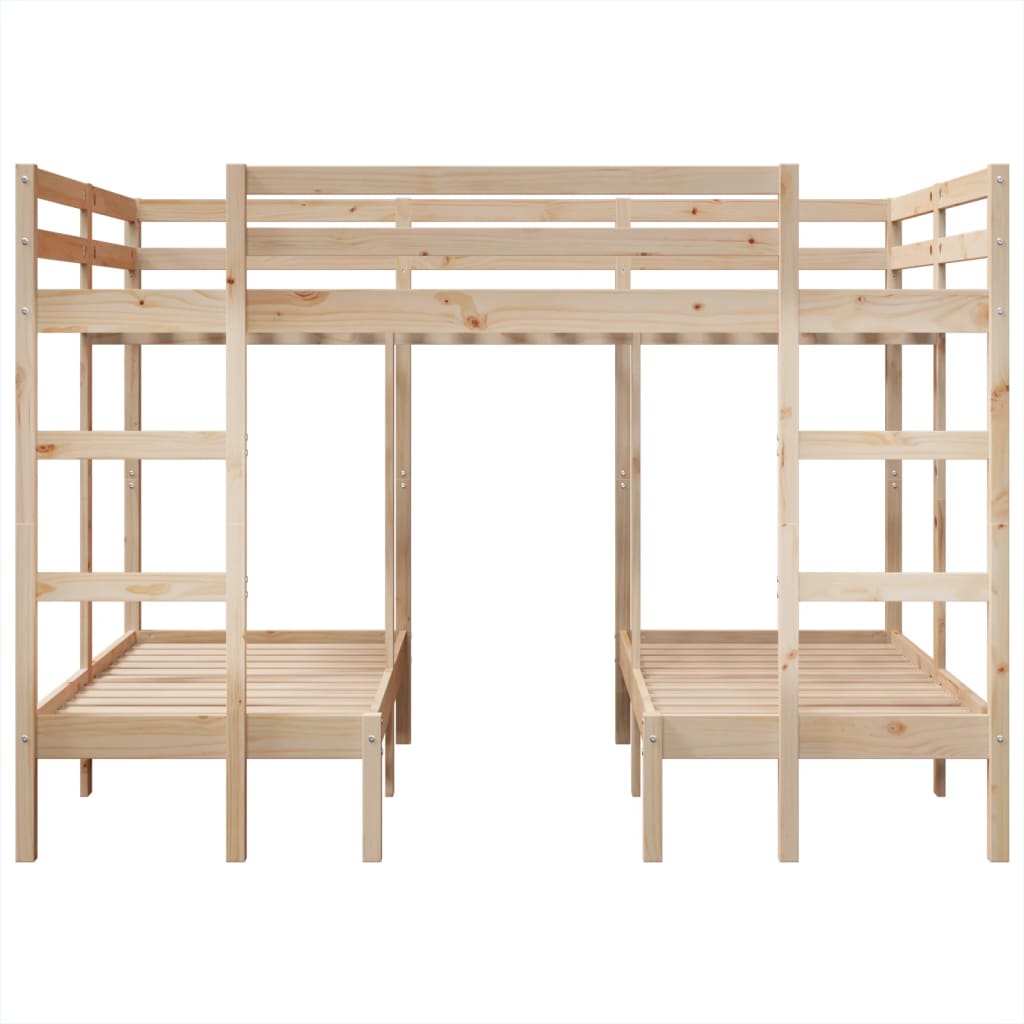 vidaXL Dreifach-Etagenbett 140x200/70x140 cm Massivholz Kiefer