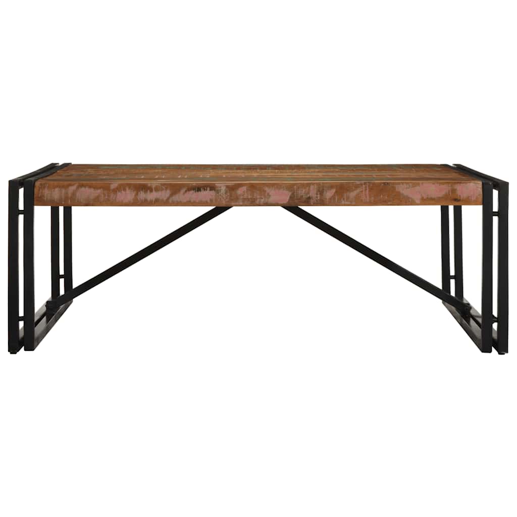 vidaXL Couchtisch Mehrfarbig 100x100x35 cm Altholz Massivholz