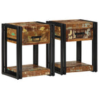 vidaXL Nachttisch 2 pcs 40 x 35 x 50 cm Massives upgecyceltes Holz