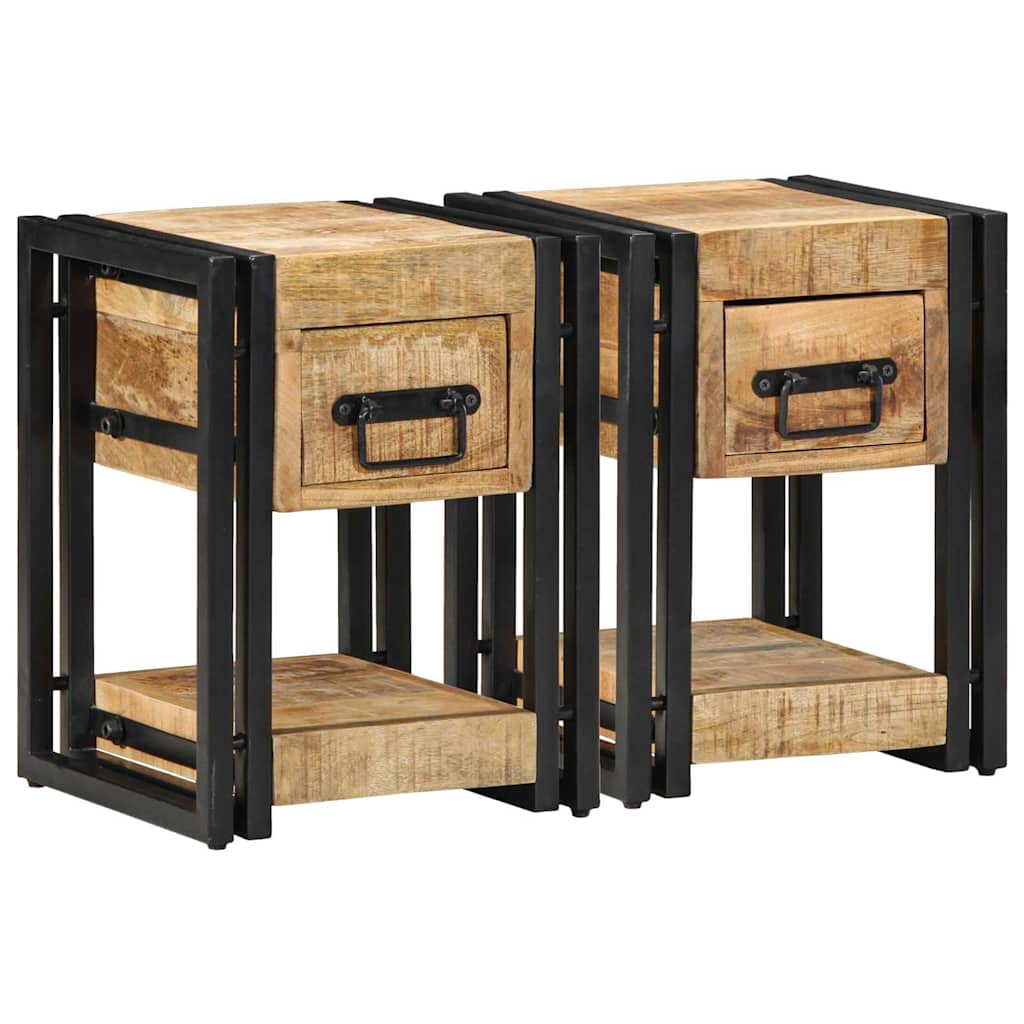 vidaXL Nachttisch 2 pcs Braun 30 x 30 x 40 cm Massivholz Mango