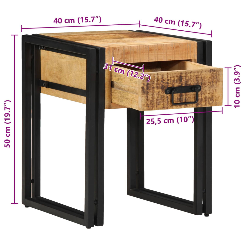 vidaXL Beistelltisch mit Schubladen 40 x 40 x 50 cm Massivholz Mango