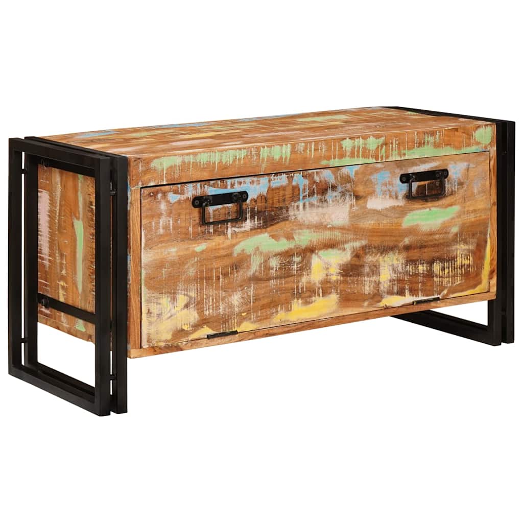 vidaXL Schuhschrank mit Tür Braun 90 x 38 x 45 cm Massives Altholz
