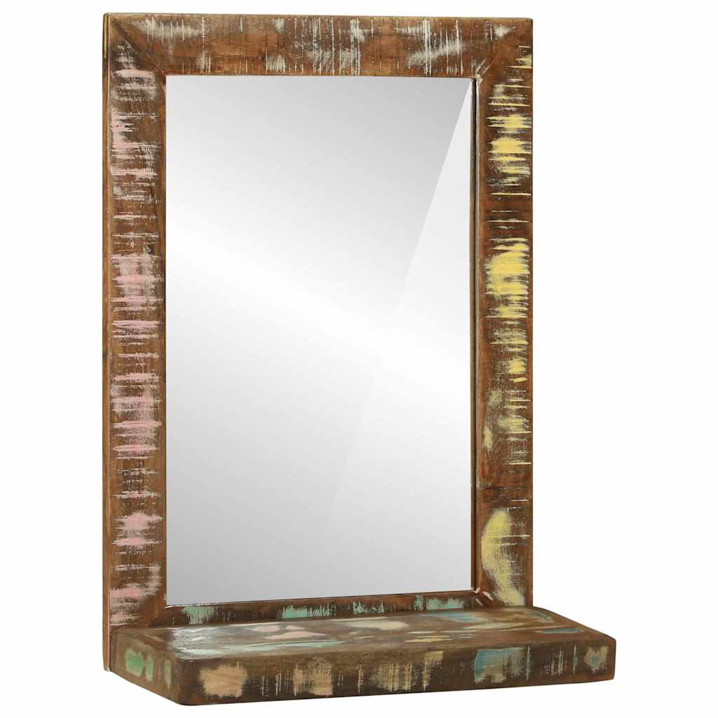vidaXL Badezimmer Spiegel mit Regal Braun Massives upgecyceltes Holz