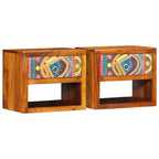 vidaXL Nachttisch 2 pcs Braun 40 x 35 x 35 cm Massivholz Akazie