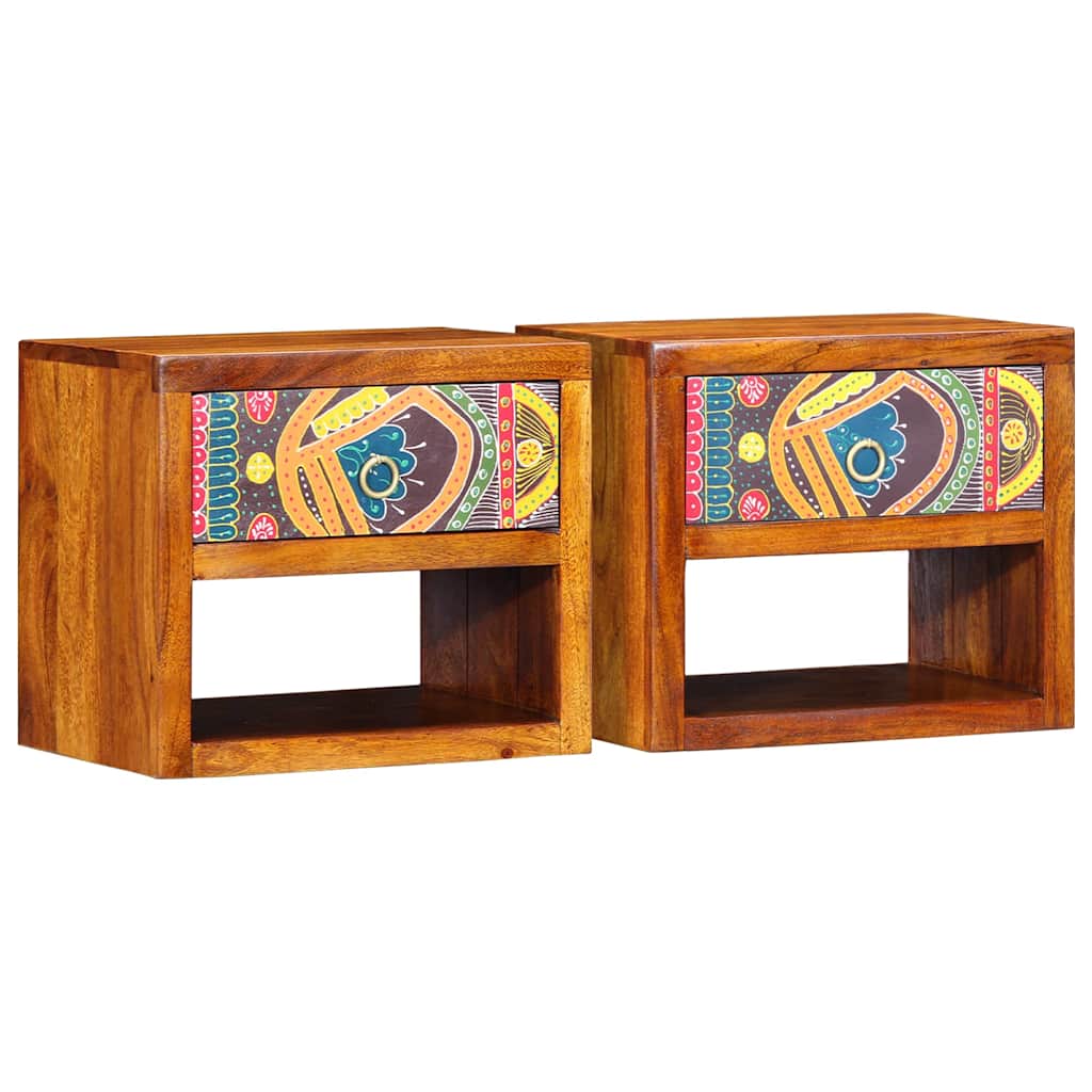 vidaXL Nachttisch 2 pcs Braun 40 x 35 x 35 cm Massivholz Akazie
