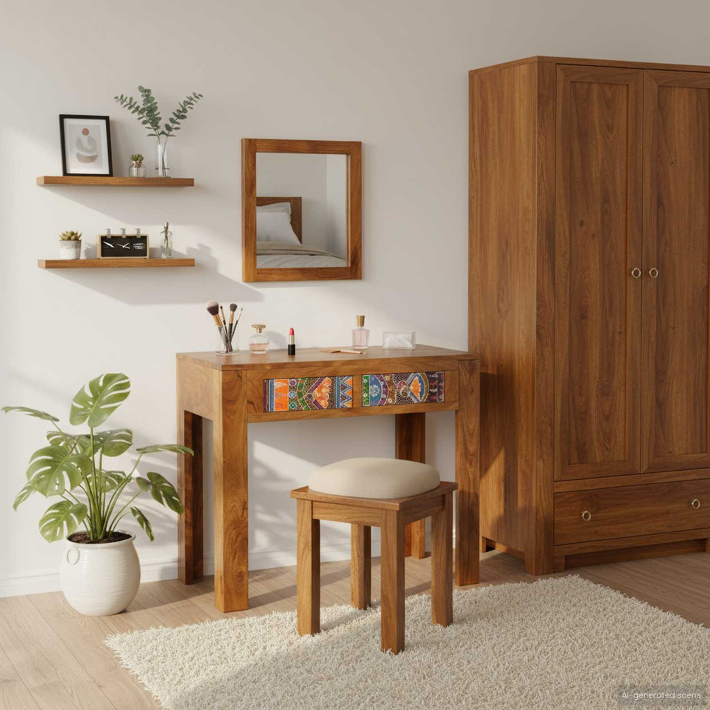vidaXL Schminktisch Braun 90 x 45 x 75 cm Massivholz Akazie