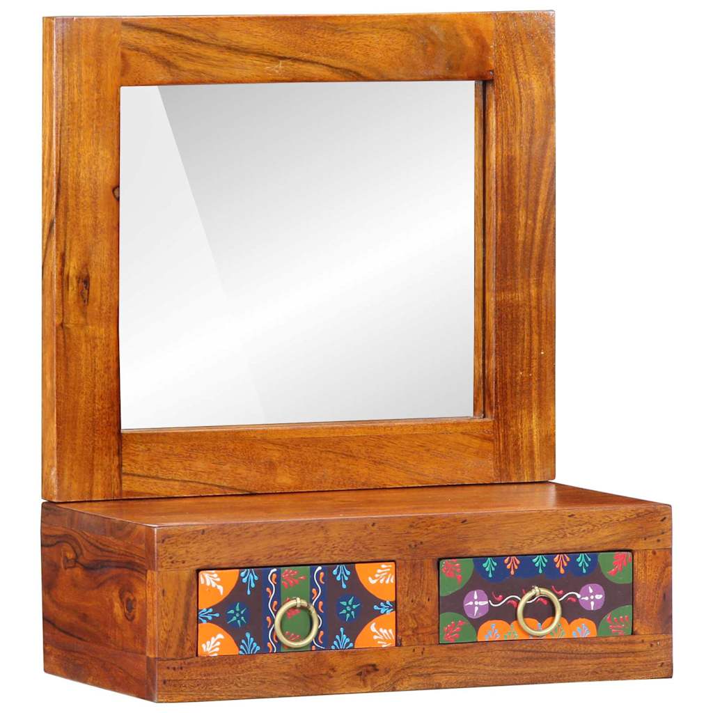 vidaXL Wandschrank mit Spiegel Braun 40 x 20 x 50 cm Massivholz Akazie
