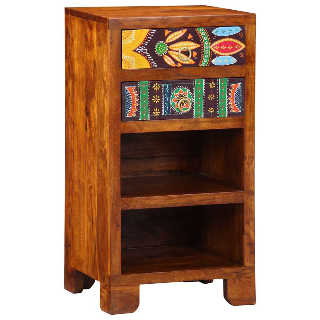 vidaXL Florale Endtabelle mit Schubladen Braun 40 x 35 x 75 cm
