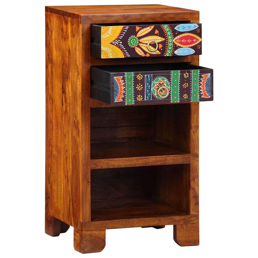 vidaXL Florale Endtabelle mit Schubladen Braun 40 x 35 x 75 cm