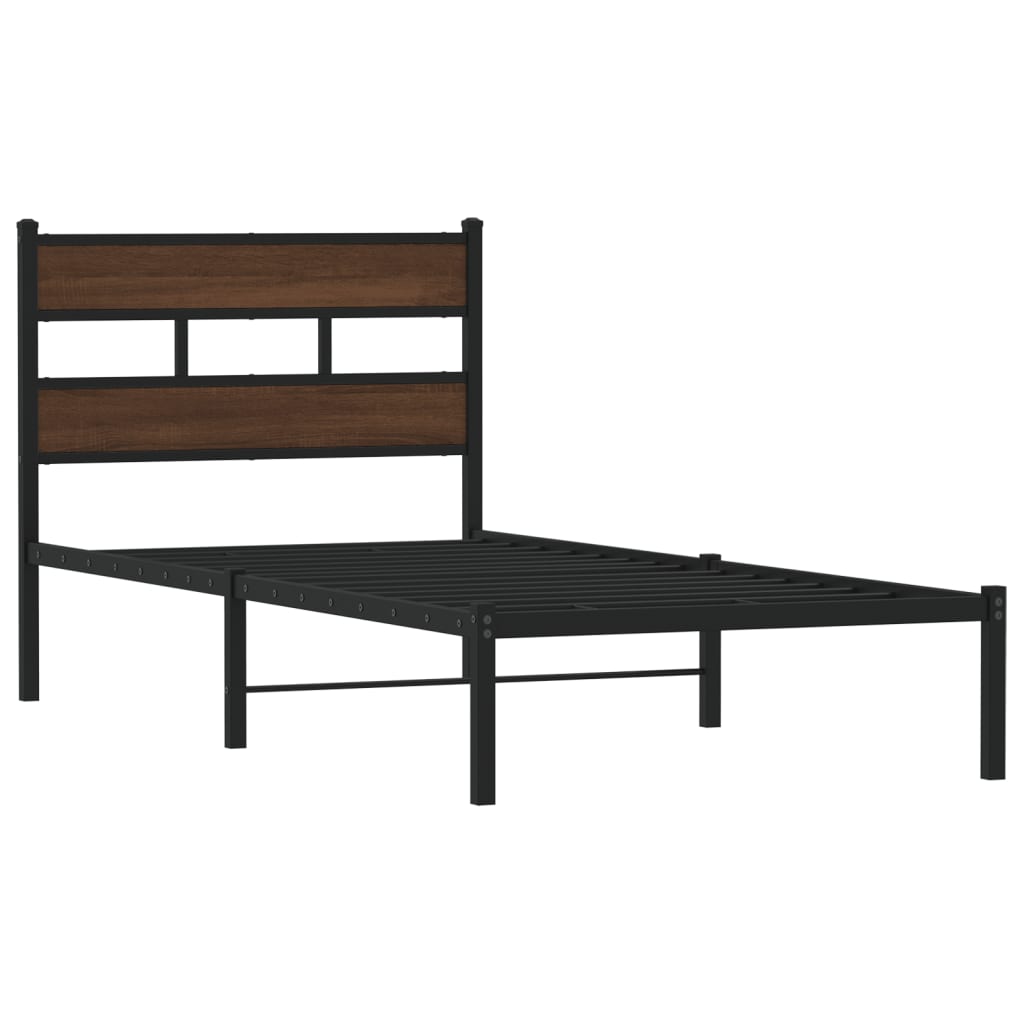 vidaXL Bettgestell ohne Matratze mit Kopfteil Braun Eiche 75x190 cm