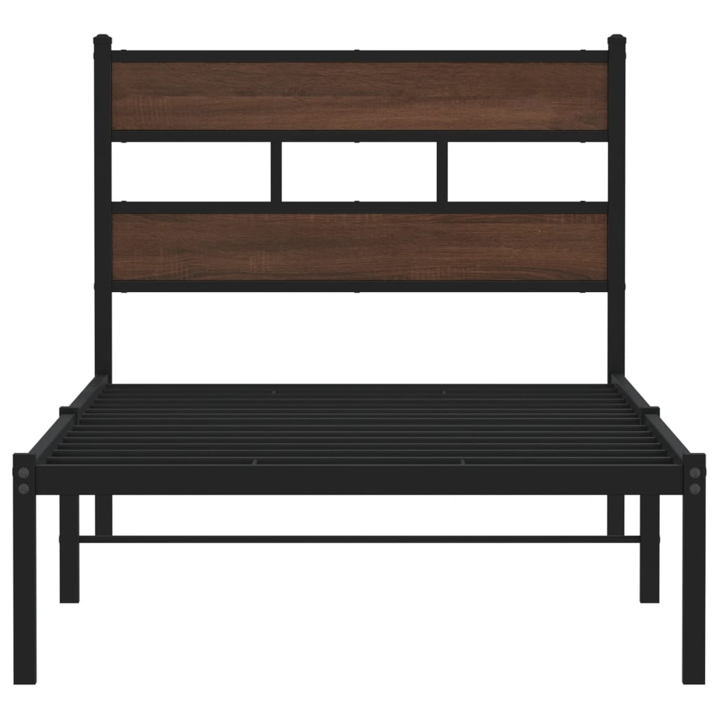 vidaXL Bettgestell ohne Matratze mit Kopfteil Braun Eiche 75x190 cm