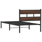 vidaXL Bettgestell ohne Matratze mit Kopfteil Braun Eiche 75x190 cm