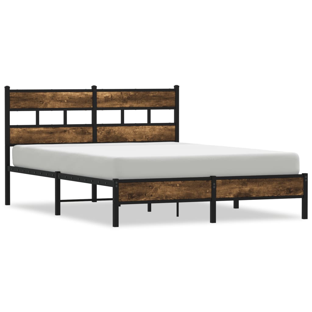 vidaXL Bettgestell ohne Matratze mit Kopfteil Räuchereiche 140x190 cm