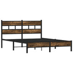 vidaXL Bettgestell ohne Matratze mit Kopfteil Räuchereiche 140x190 cm