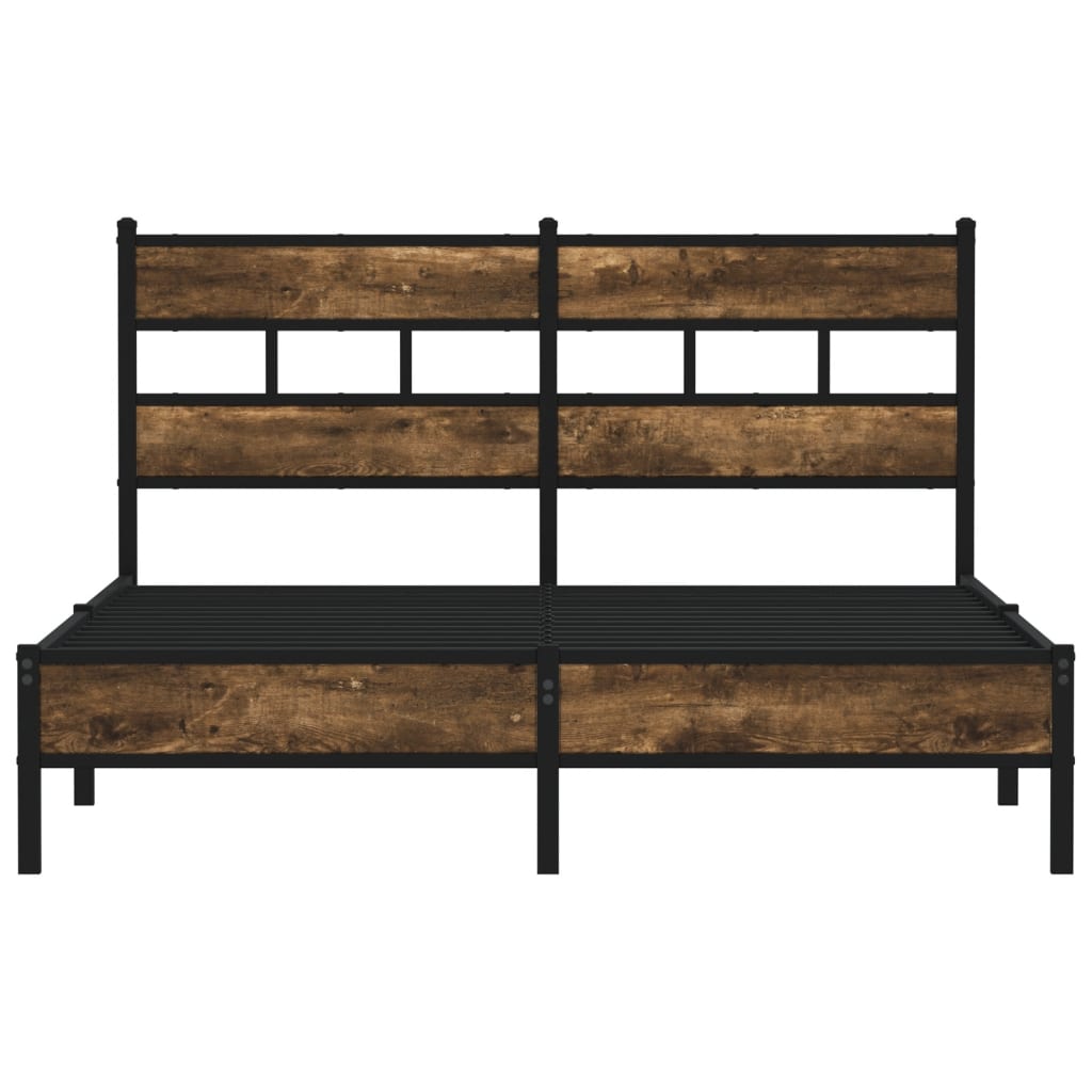 vidaXL Bettgestell ohne Matratze mit Kopfteil Räuchereiche 140x190 cm