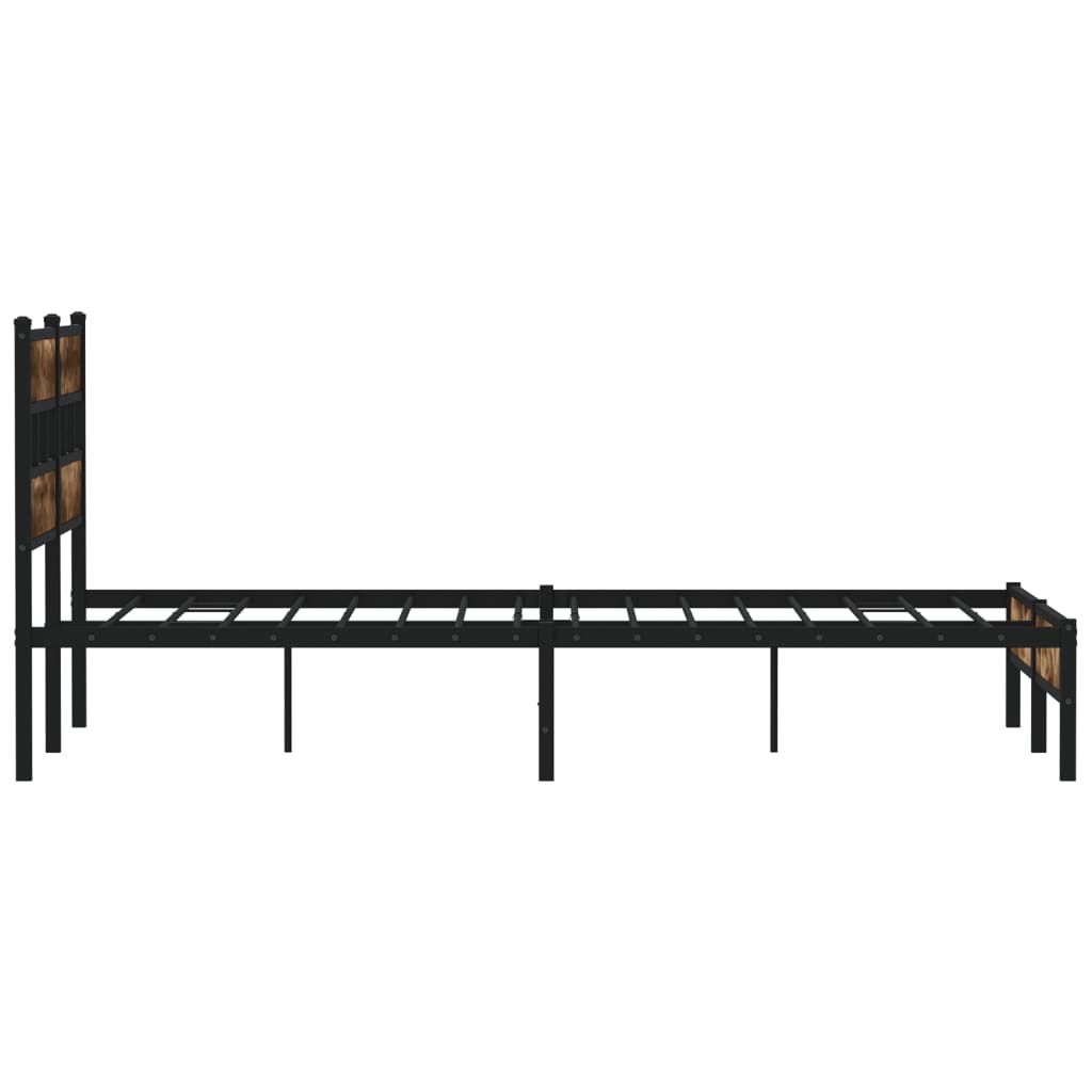 vidaXL Bettgestell ohne Matratze mit Kopfteil Räuchereiche 140x190 cm