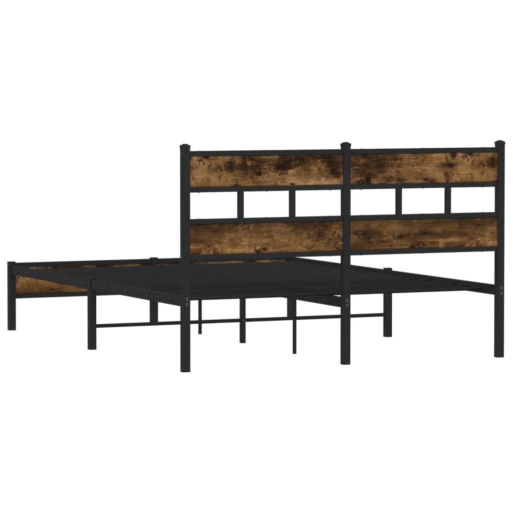 vidaXL Bettgestell ohne Matratze mit Kopfteil Räuchereiche 140x190 cm