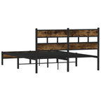 vidaXL Bettgestell ohne Matratze mit Kopfteil Räuchereiche 140x190 cm