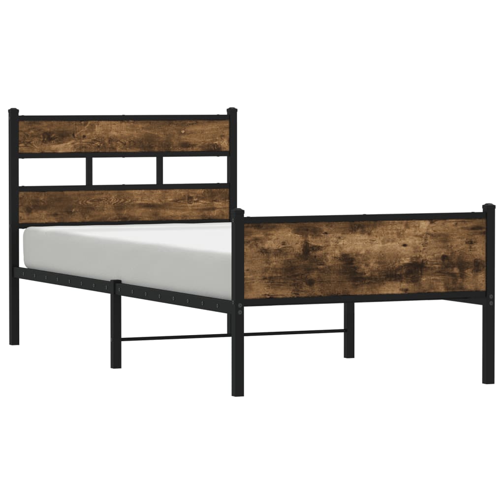 vidaXL Bettgestell ohne Matratze Räuchereiche 75x190 cm Holzwerkstoff