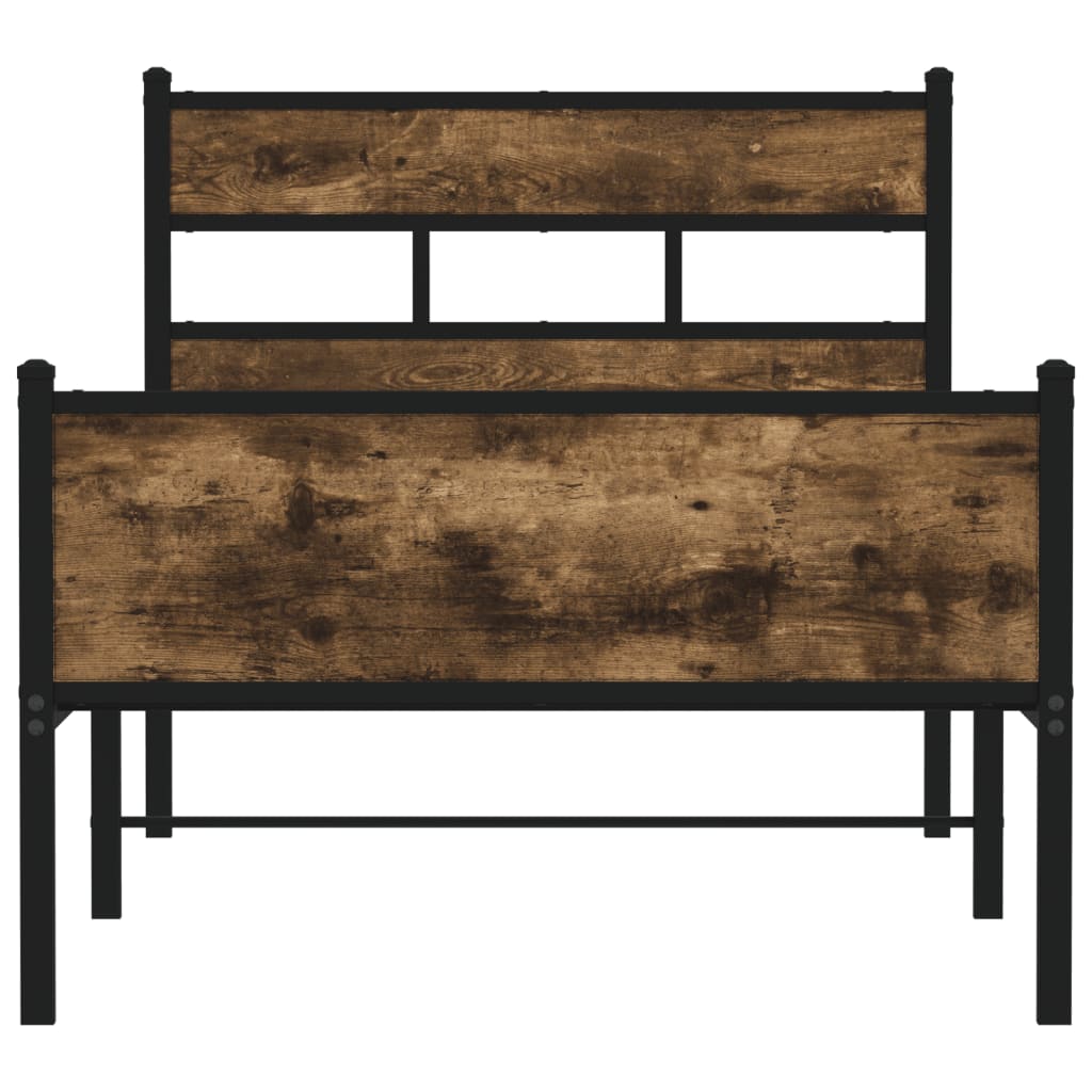 vidaXL Bettgestell ohne Matratze Räuchereiche 75x190 cm Holzwerkstoff