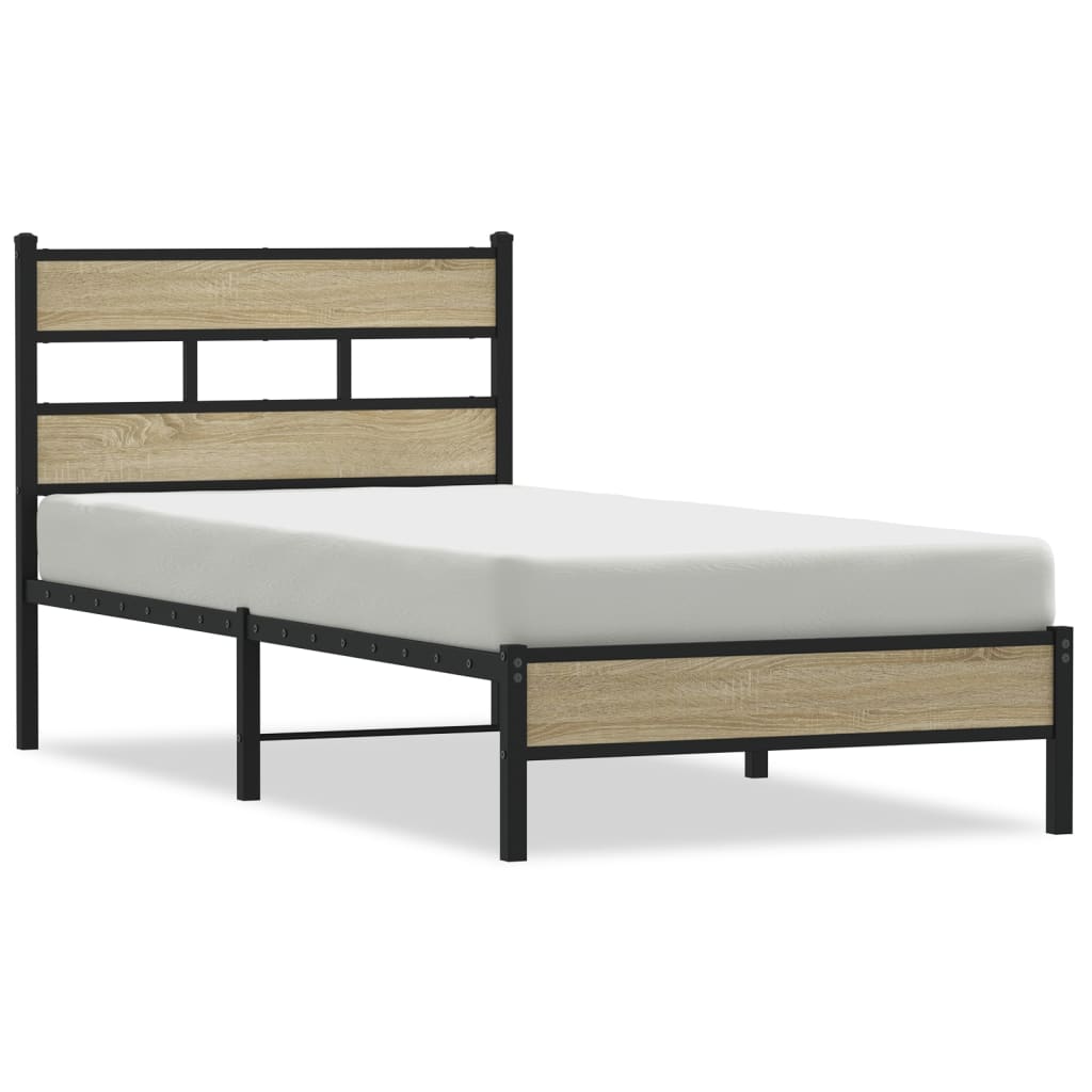 vidaXL Bettgestell ohne Matratze Sonoma-Eiche 75x190 cm Holzwerkstoff