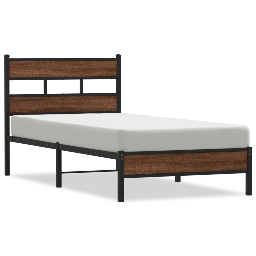 vidaXL Bettgestell ohne Matratze Braun Eiche 75x190 cm Holzwerkstoff