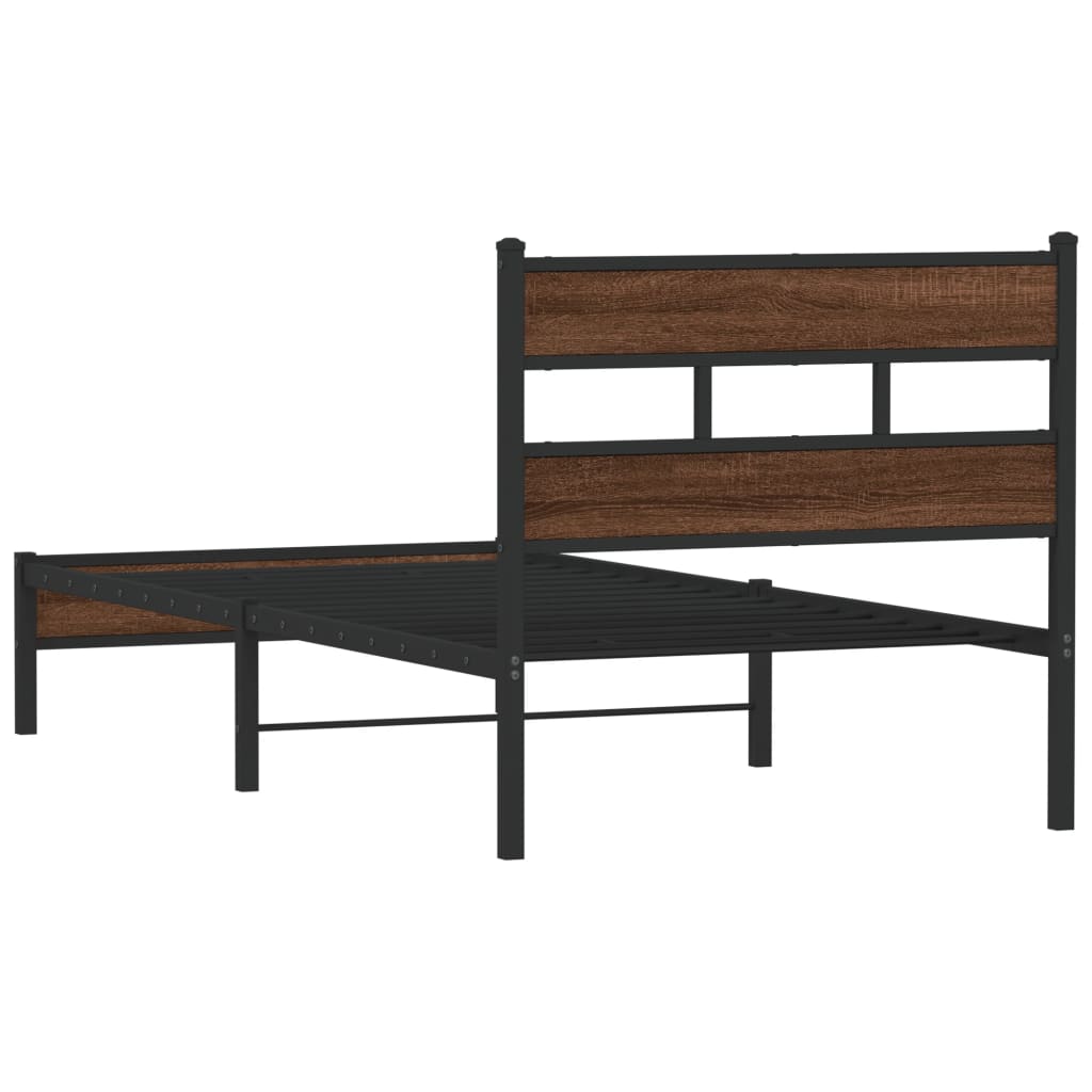 vidaXL Bettgestell ohne Matratze Braun Eiche 75x190 cm Holzwerkstoff
