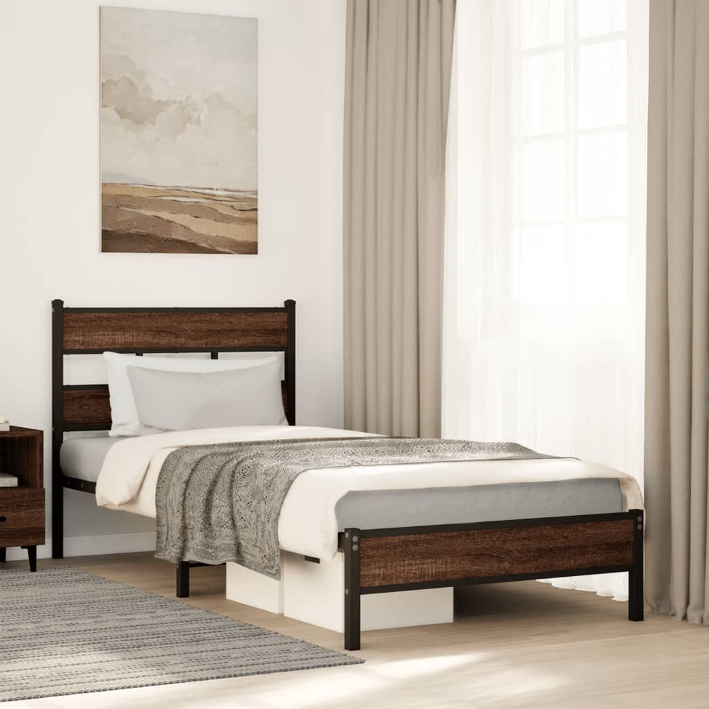 vidaXL Bettgestell ohne Matratze Braun Eiche 75x190 cm Holzwerkstoff