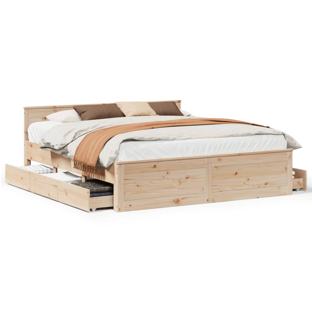 vidaXL Massivholzbett ohne Matratze mit Kopfteil 200x200 cm