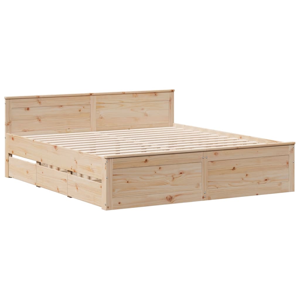 vidaXL Massivholzbett ohne Matratze mit Kopfteil 200x200 cm