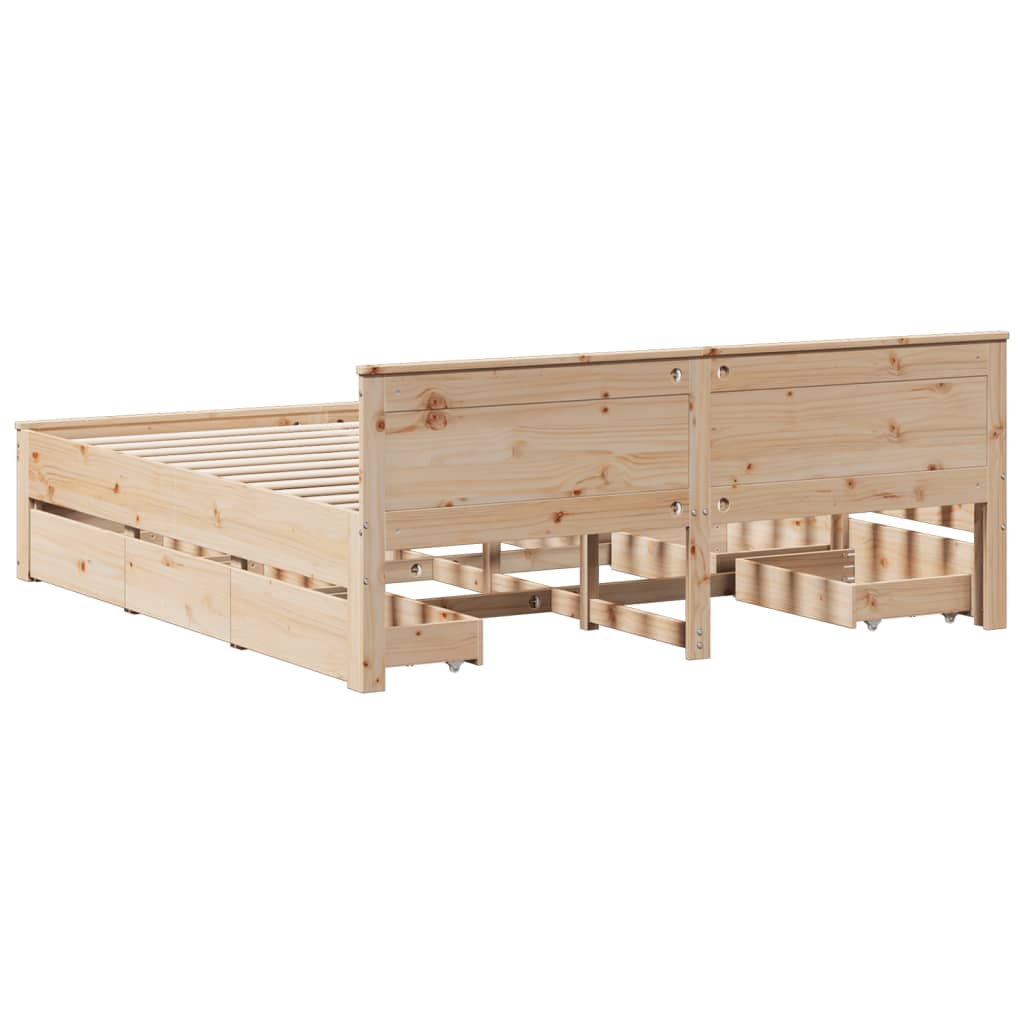 vidaXL Massivholzbett ohne Matratze mit Kopfteil 200x200 cm