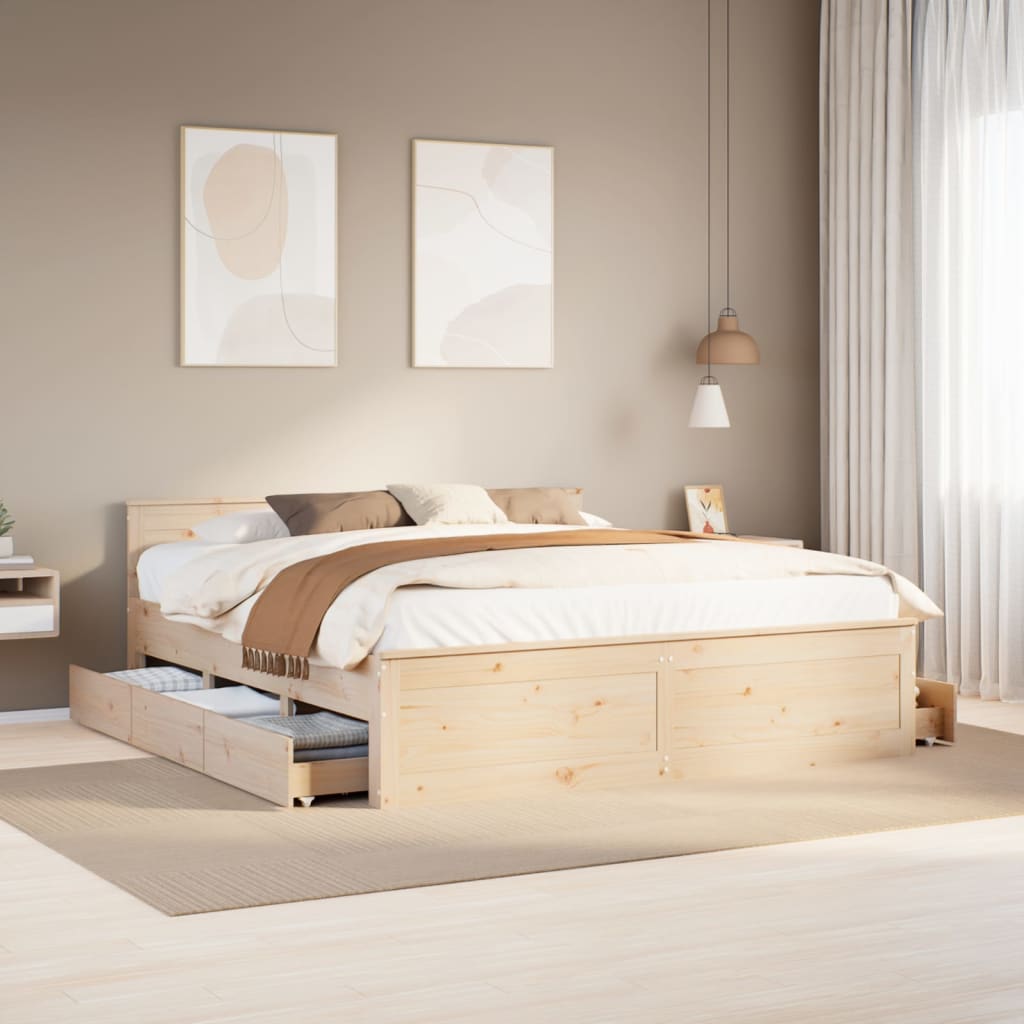 vidaXL Massivholzbett ohne Matratze mit Kopfteil 200x200 cm