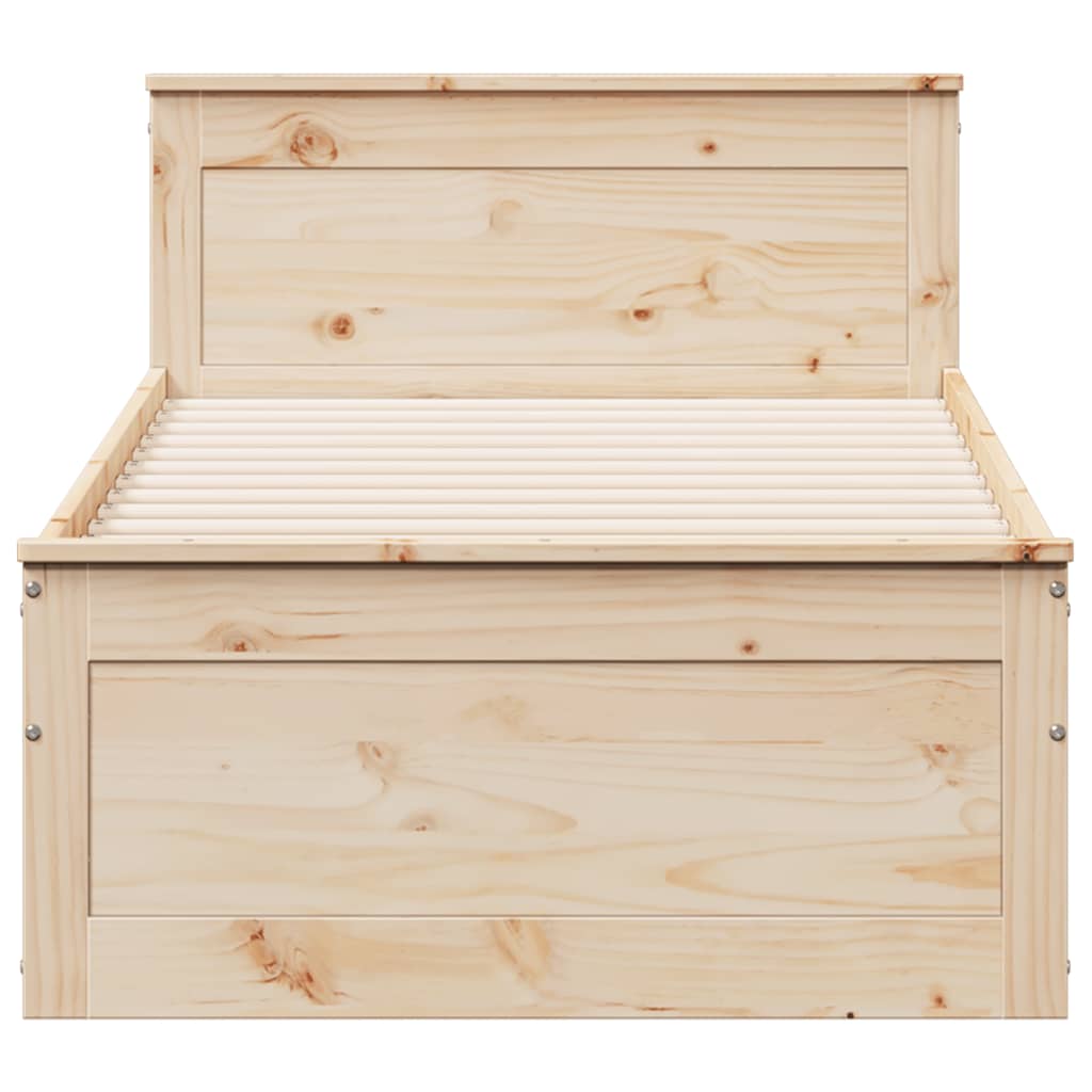 vidaXL Massivholzbett ohne Matratze mit Kopfteil 100x200cm Kiefernholz