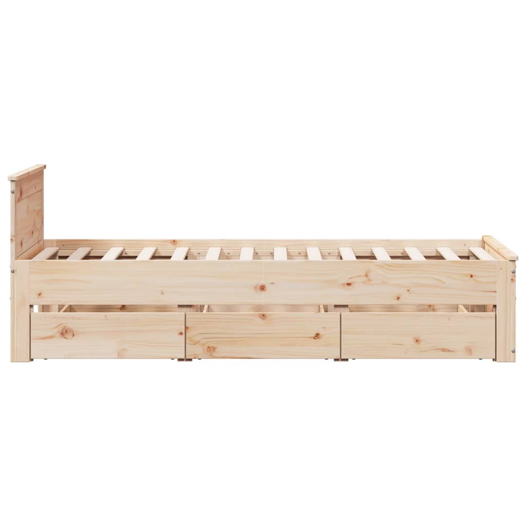 vidaXL Massivholzbett ohne Matratze mit Kopfteil 100x200cm Kiefernholz
