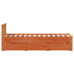 vidaXL Massivholzbett ohne Matratze mit Kopfteil 100x200 cm Wachsbraun