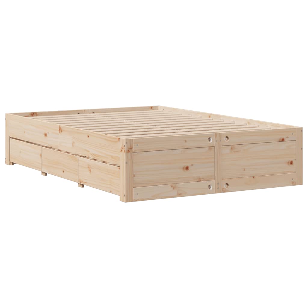 vidaXL Massivholzbett ohne Matratze mit Schubladen 150x200 cm Kiefer