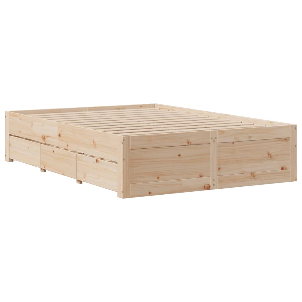 vidaXL Massivholzbett ohne Matratze mit Schubladen 150x200 cm Kiefer