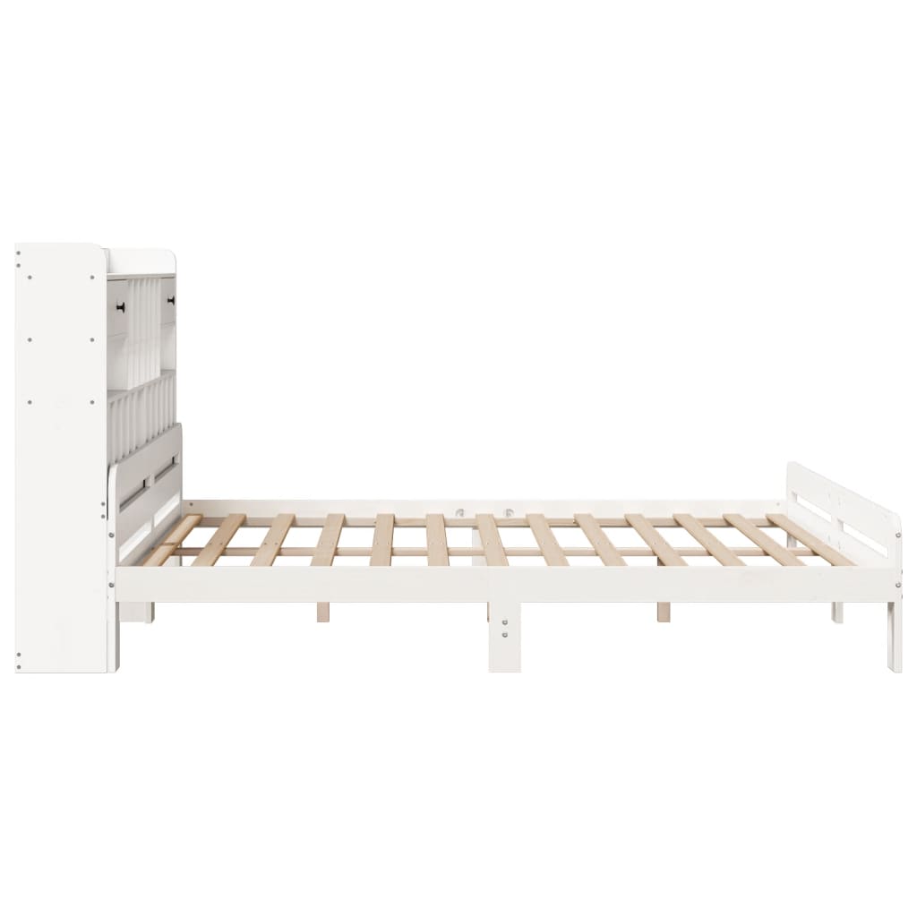 vidaXL Massivholzbett mit Regal ohne Matratze Weiß 180x200 cm Kiefer