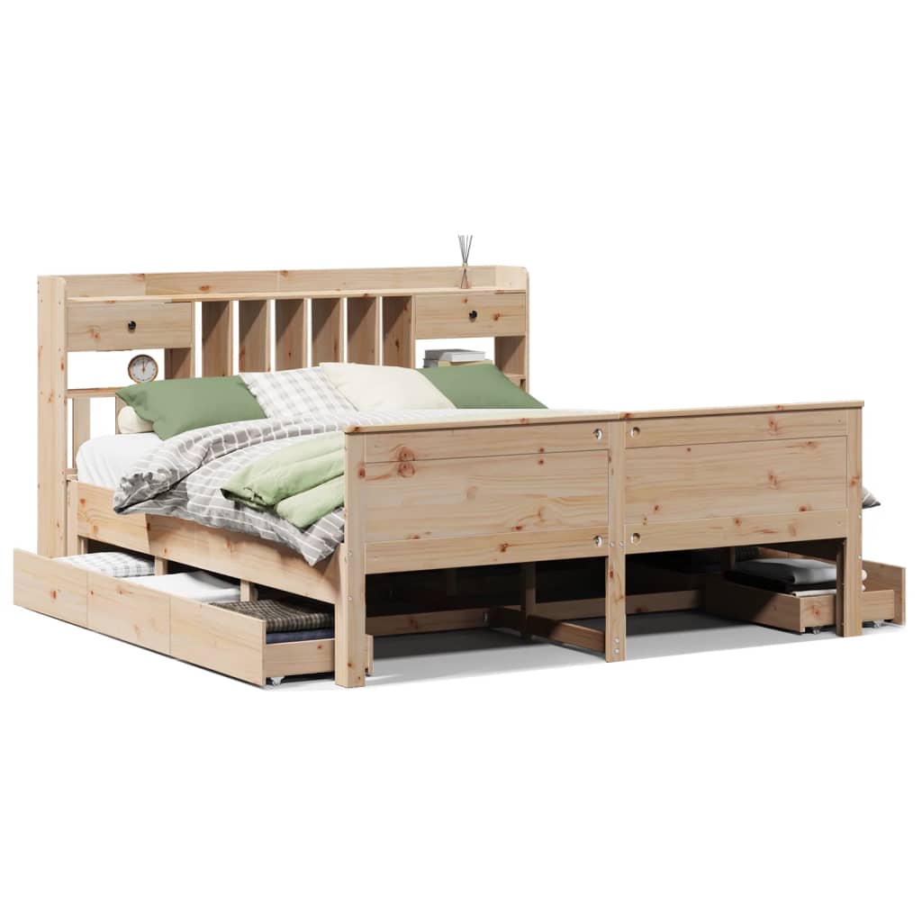 vidaXL Massivholzbett mit Regal ohne Matratze 180x200 cm Kiefernholz