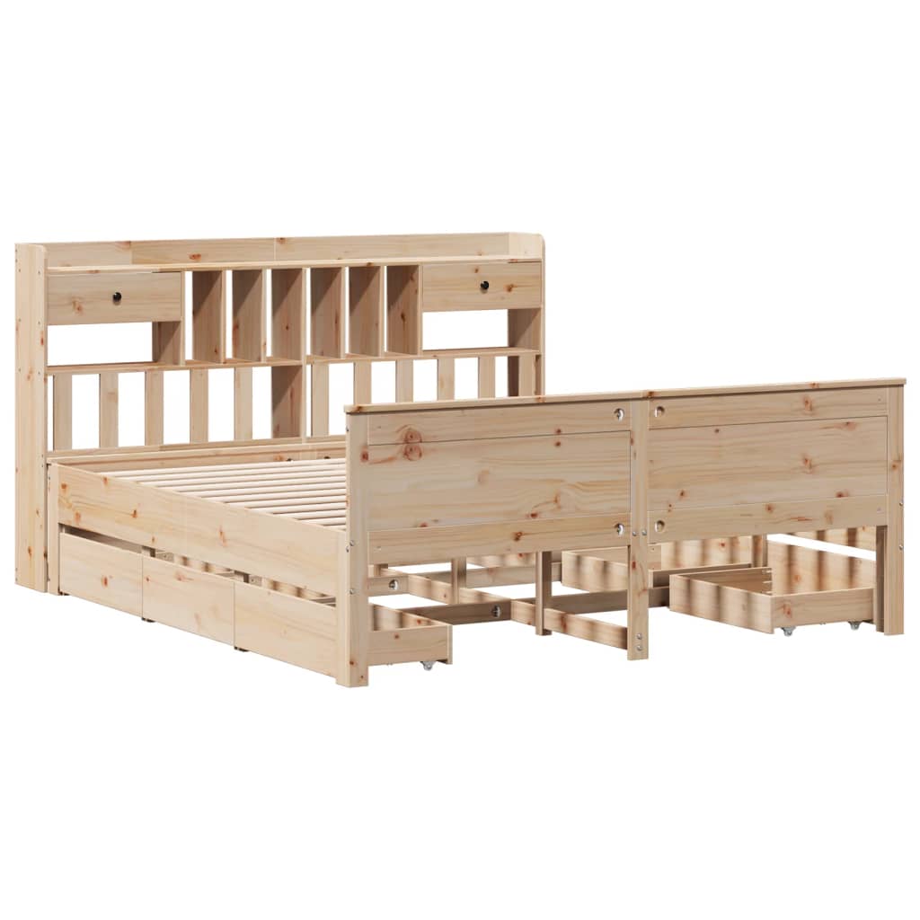 vidaXL Massivholzbett mit Regal ohne Matratze 180x200 cm Kiefernholz