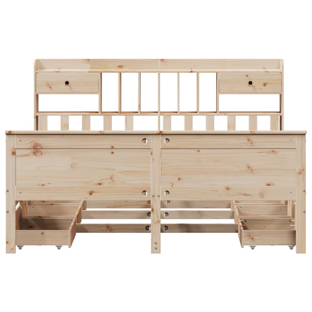 vidaXL Massivholzbett mit Regal ohne Matratze 180x200 cm Kiefernholz