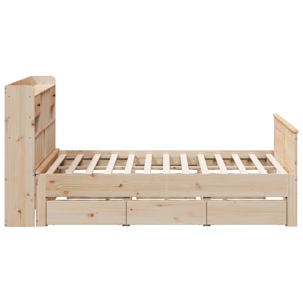 vidaXL Massivholzbett mit Regal ohne Matratze 180x200 cm Kiefernholz