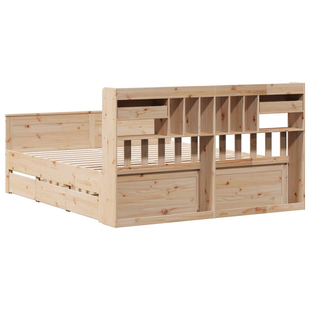 vidaXL Massivholzbett mit Regal ohne Matratze 180x200 cm Kiefernholz