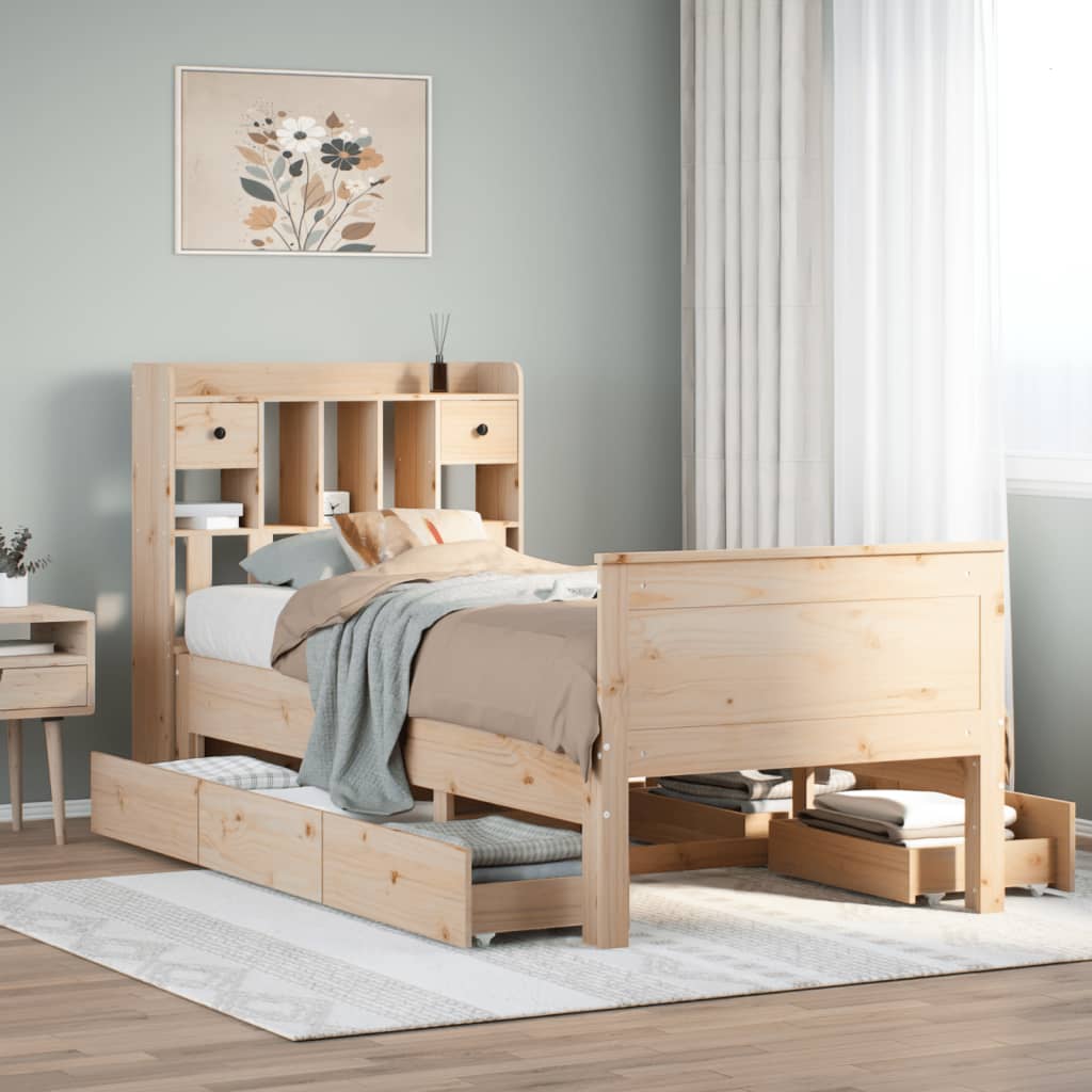 vidaXL Bücherregalbett ohne Matratze 75x190 cm Massivholz Kiefer