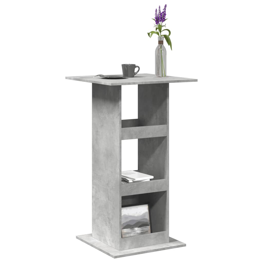 vidaXL Bartisch mit Ablagen Betongrau 60x60x102 cm Holzwerkstoff