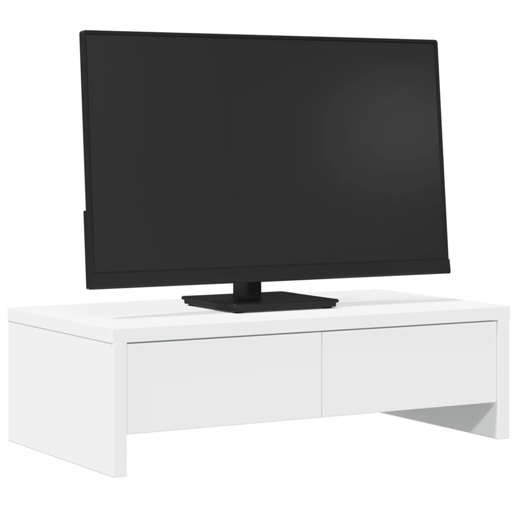 vidaXL Monitorständer mit Schubladen Weiß 50x27x15 cm Holzwerkstoff