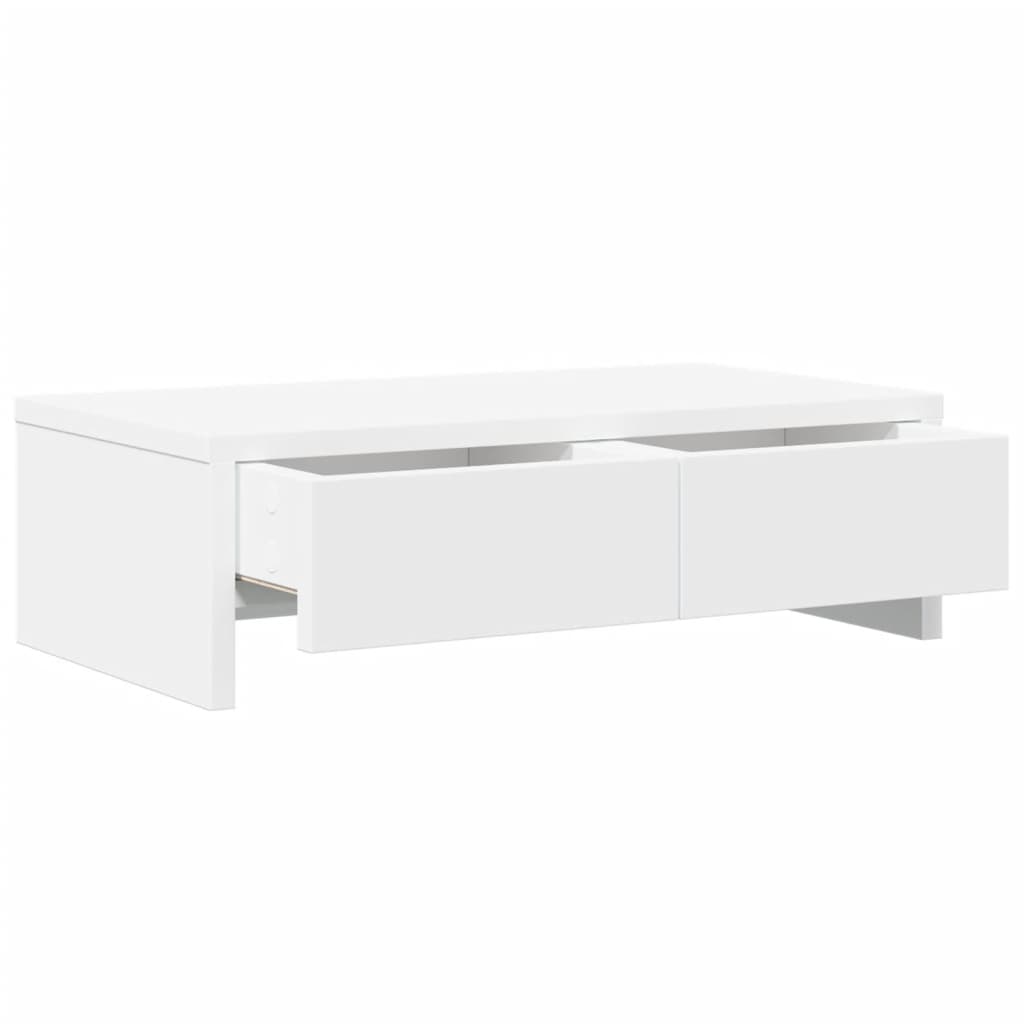 vidaXL Monitorständer mit Schubladen Weiß 50x27x15 cm Holzwerkstoff