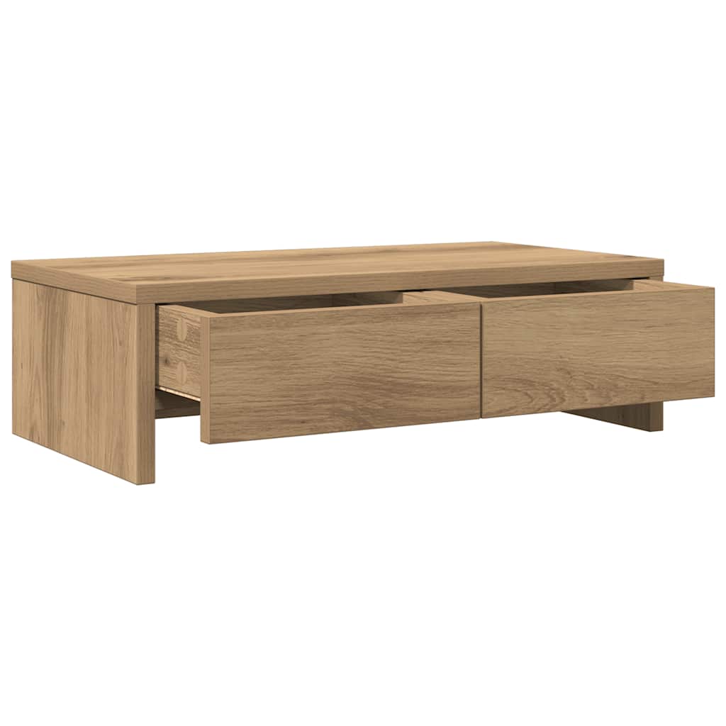 vidaXL Monitorständer mit Schubladen Artisan-Eiche 50x27x15 cm