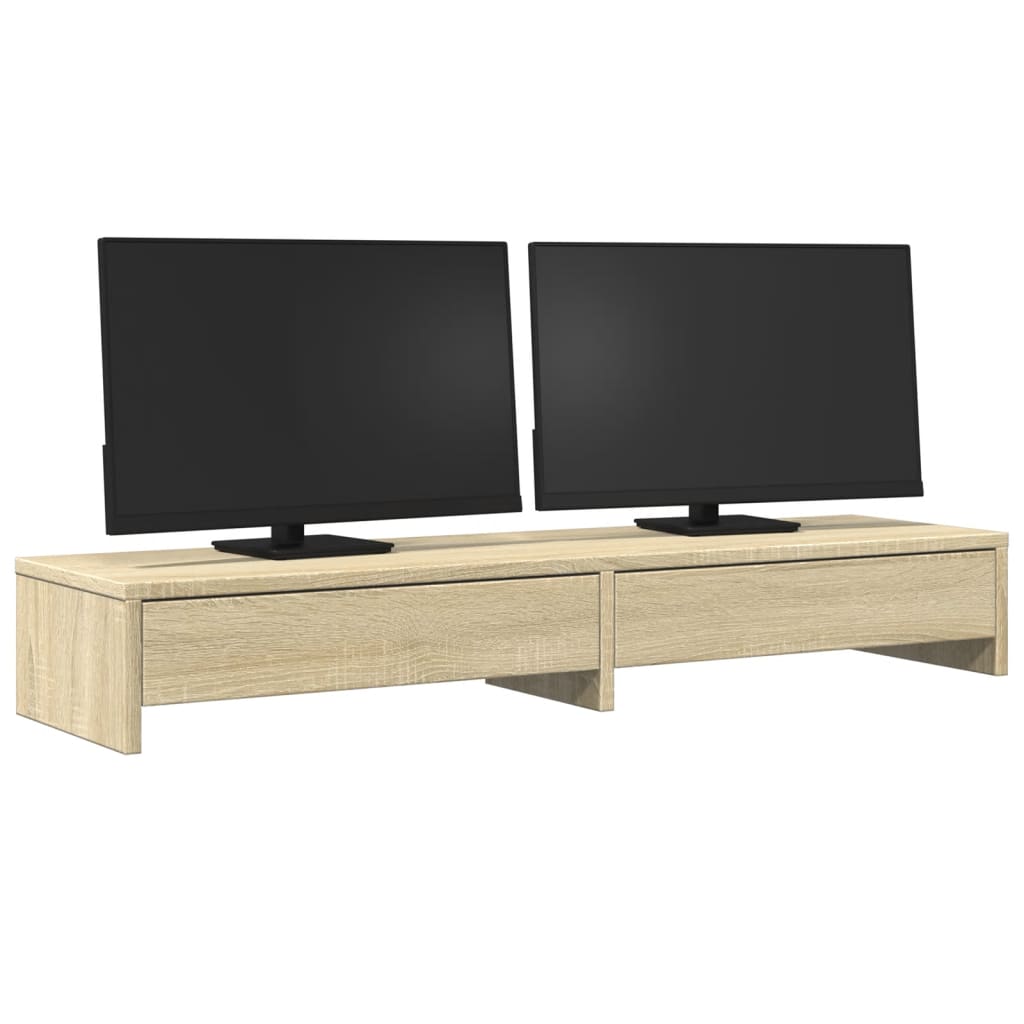 vidaXL Monitorständer mit Schubladen Sonoma-Eiche 100 x 27 x 15 cm Holzwerkstoff